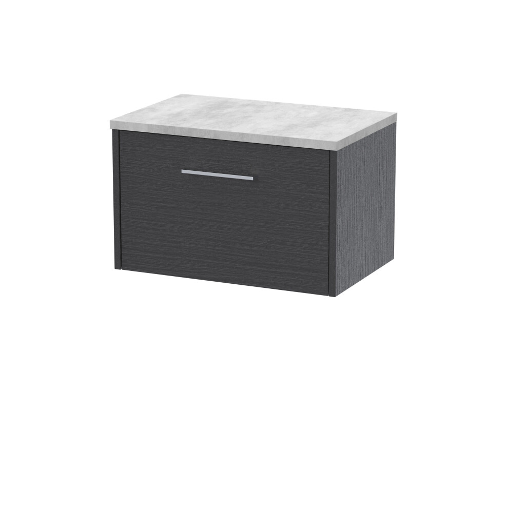 Balterley Winshill Contemporary 1 Drawer Wall Hung Vanity Unit With Laminate Worktop, Woodgrain Dark 600Mm Grey