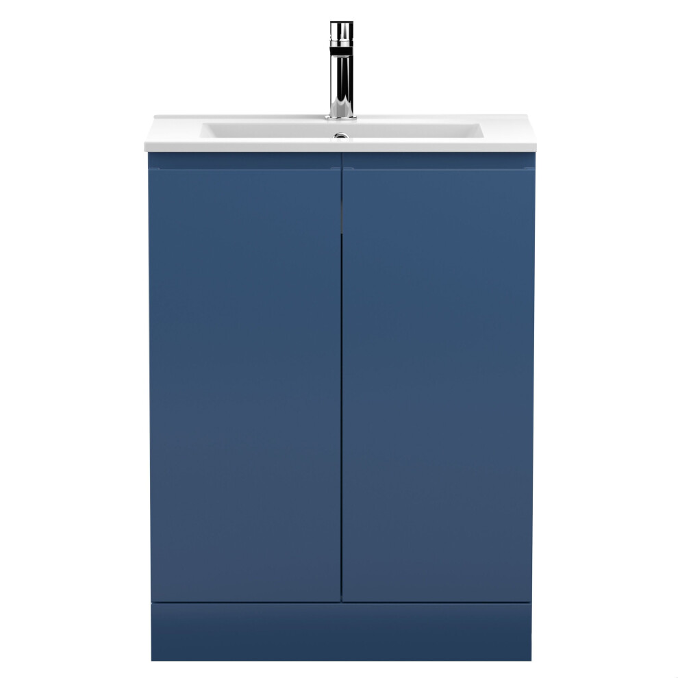 Balterley Mavesyn Contemporary 2 Door Floor Standing Vanity Unit With Minimalist Basin, Dark 600Mm Blue