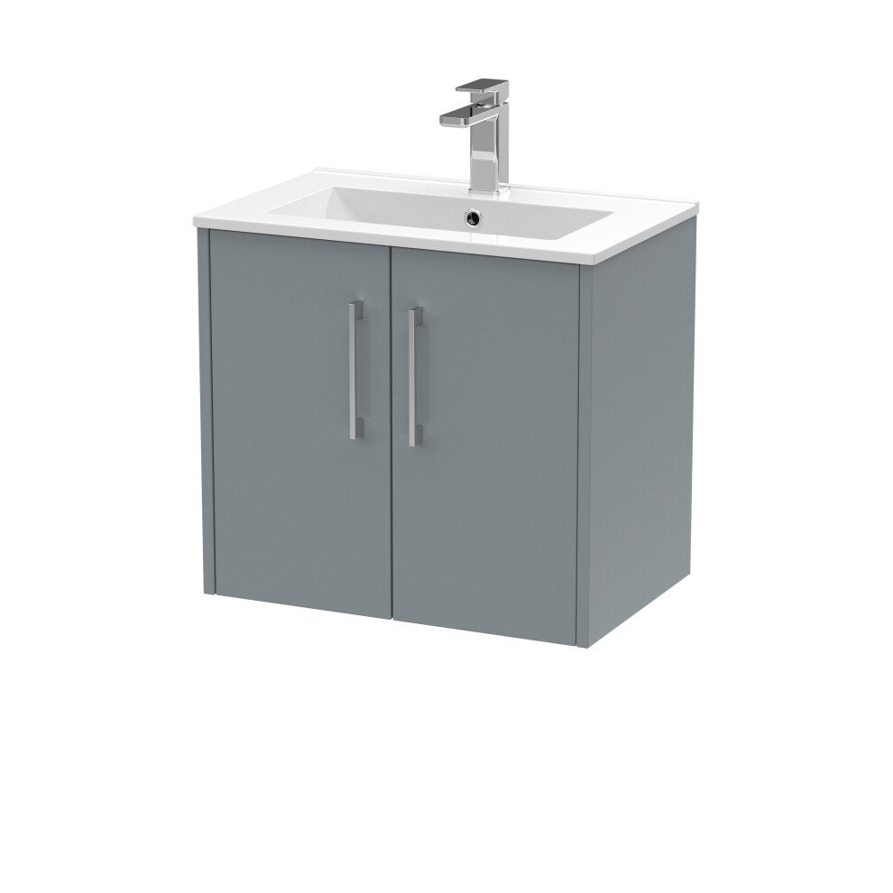 Balterley Winshill Contemporary 2 Door Wall Hung Vanity Unit With Minimalist Basin, 600Mm Grey
