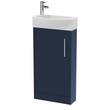Winshill Contemporary 1 Door Right-Hand Floor Standing Cloakroom Vanity Unit with Basin, Dark Blue, 440mm