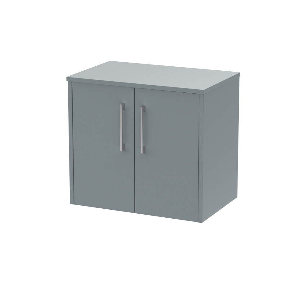 Balterley Winshill Contemporary 2 Door Wall Hung Vanity Unit With Worktop, 600Mm Grey