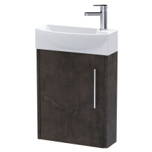 Winshill Contemporary 1 Door Left-Hand Wall Hung Cloakroom Vanity Unit with Basin, Metallic Slate, 440mm
