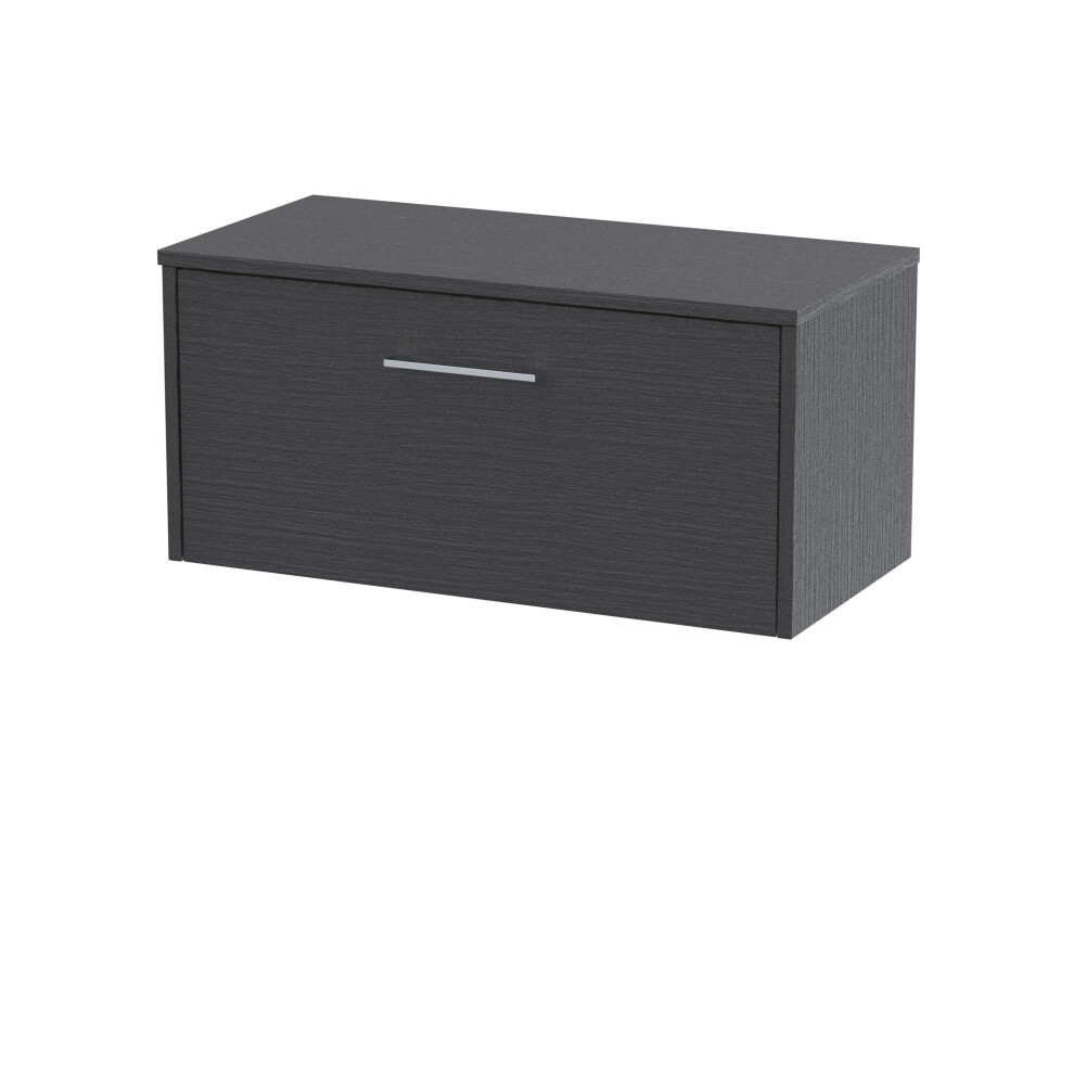 Balterley Winshill Contemporary 1 Drawer Wall Hung Vanity Unit With Worktop, Woodgrain Dark 800Mm Grey