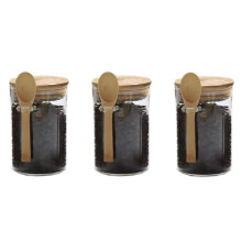 Airtight Glass Jars with Bamboo Lids & Bamboo Spoons - Decorative & Durable Glass Canisters Hold Beans, Tea, Sugar, Nuts