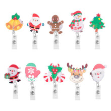 Christmas Badge Reel Retractable Nurse Badge Clips Holiday Cute Badge Name ID Reel, Nurse Teacher Christmas Decoration