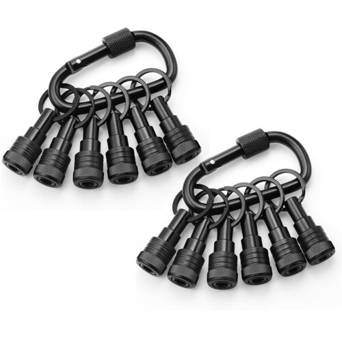 2set Bit Holders Keychain, 1/4 Inch Hex Shank Bit Holders, Quick-Change Design for Nut Driver, Screwdriver & Drill Bits