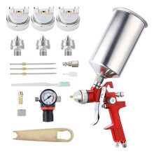 Professional HVLP Gravity Feed Spray Gun with 1.4mm, 1.7mm, 2.5mm Tips, 1000cc Aluminum Cup