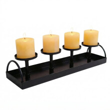 Black Metal Candle Holder Modern Multi-Candle Display for Dining, Bar Decor