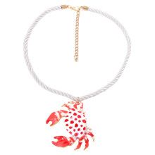 Trendy Multi Color Crab Charm Necklace Lightweight-Point red