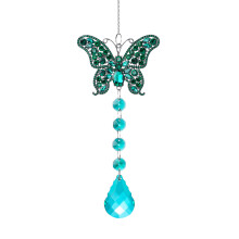 Window Hanging Ornament Crystals Prism-Green butterfly pend