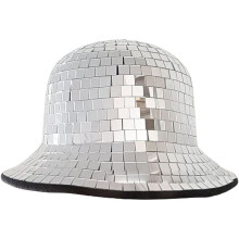 Disco Bucket Hat Sequin Cow Boy Bucket Hat Mirror Sequin Fedora Hat Fisherman Hat Bling Dance Cap