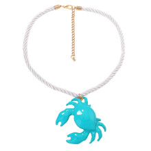 Fun Crab Design Necklace Alloy Pendant Chain Fun-lake blue