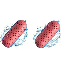 Rotes Schwimmbrillenetui, Brillenschutzetui mit Clip, Ablaufloch, Brillenetui mit Reißverschluss