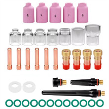 41Pcs TIG Welding Torch Nozzle Ring Cover Gas Lens 4 -12 Glass Cup Kit for WP17/18/26 Torch,1.0mm