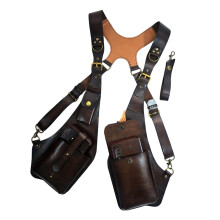 Retro Leather Outdoor Vest Bag With Multiple Pockets For-brown