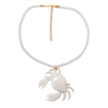 Colorful Crab Pendant Necklace Alloy Collarbone Chain-White