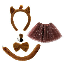 3/4/5Pieces Dog Costumes for Kids Girls Dog-Brown 5 piece set