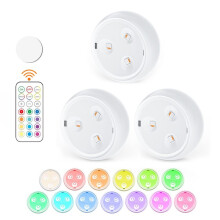 Puck Lights with Remote 13 Colors Changeable RGB LED Under Cabinet Lighting Lights for Kitchen, Counter, Closet Lights-A
