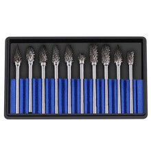 10pcs Carbide Burr Set, Hard Alloy Tungsten Steel Double Cut Rotary File Milling Cutter ,Woodworking Grinding Carvin