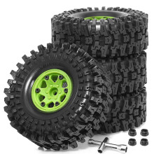 4 STUKS Plastic Wielnaaf 1.9inch Rubberen Rotsbanden Wielbanden voor 1:10 RC Crawler Auto Axiaal SCX10 TRX4, Groen