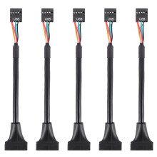5X USB 2.0 9-Pin Buchse Auf USB 3.0 20-Pin Stecker Kabel Adapter Verbindungsstueck - Schwarz