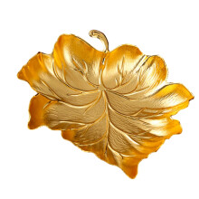 Decorative Leaf Shaped Jewelry Tray Zinc Alloy Jewellery-Gold