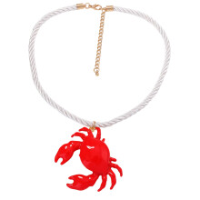 Colorful Crab Pendant Necklace Alloy Fun Beach Neck Jewelry-Red