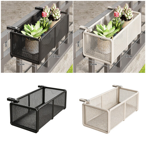 Sturdy Iron Hanging farmer Shelf For Balcony Display With-White 2