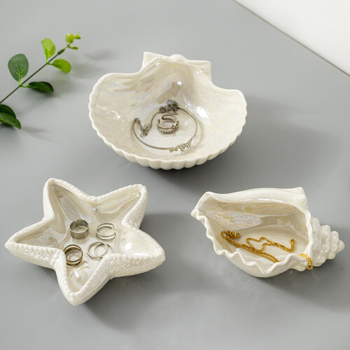 Natural Look White Conches Shape Plate Handmade-Shell C 2