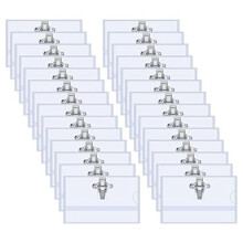 100Pcs Pin Style Clip Horizontal Name Badge Holders with Inserts Fit Card 90x55mm