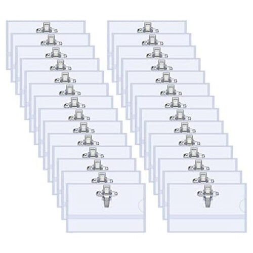 100Pcs Pin Style Clip Horizontal Name Crachá Holders com Inserts Fit Card 90X55mm