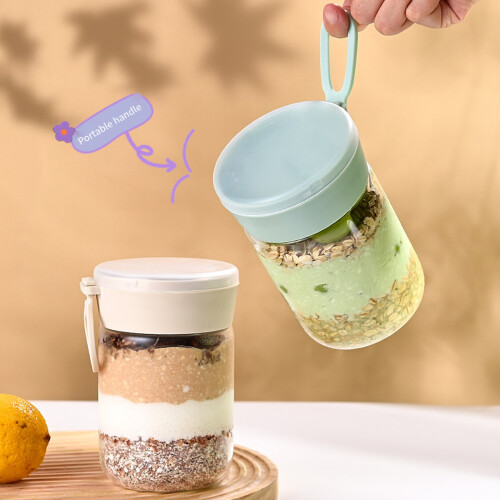 Overnight-Oat-Glas mit Deckel, Glasbehälter- Vierteiliges Set 1
