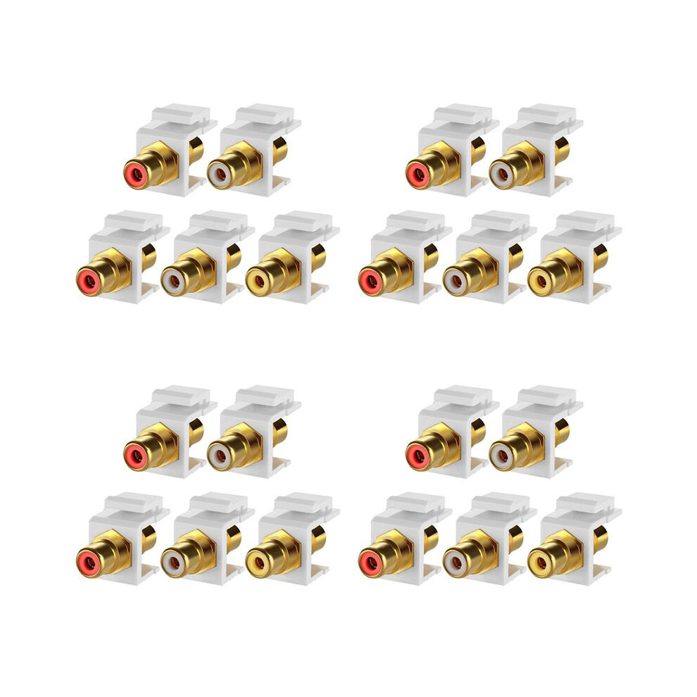 20-Pack Rca Jack Insert Connector Socket Female Snap In Adapter Port Plated Inline Coupler For Wall Plate Gold 6034215203042