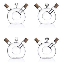 4X Oliven Öl und Essig Spender 2 Im 1 Küchen Glas Flasche Öl- und Essig Flasche mit Kork Verschluss