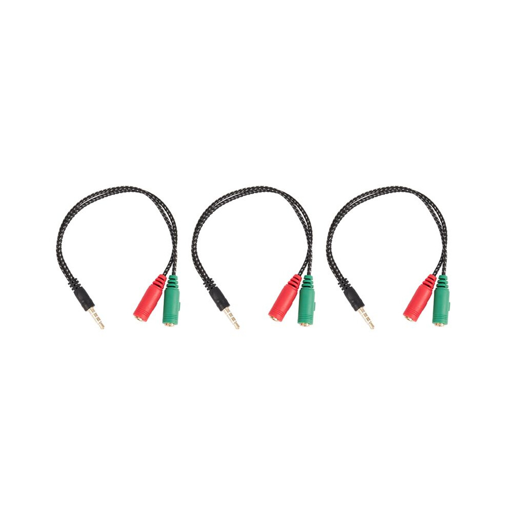 3Pcs Cable Adapter 2 In 1 Splitter 4 Pole 3.5Mm Audio Earphone Headset To 2 Female Jack Headphone Mic Audio Cable 3 Pole 4713517872553