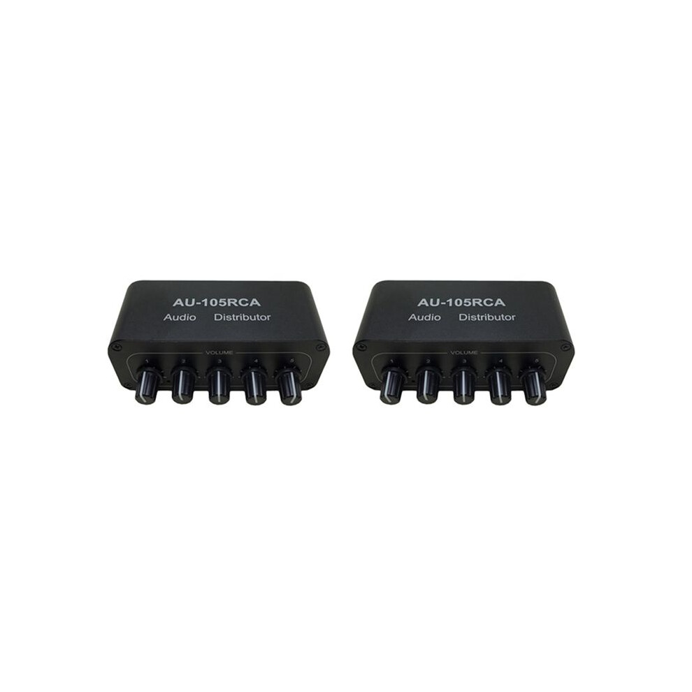 2X Stereo Audio Mixer 1 Input 5 Output Multi-Channel Audio Source Distributor Rca Interface For Power Amplifiers 4712099236074