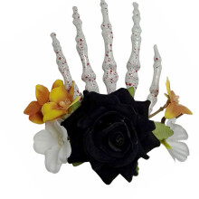 Halloween Rose Skull Hand Bone Hair Clip Gothic-Zwart
