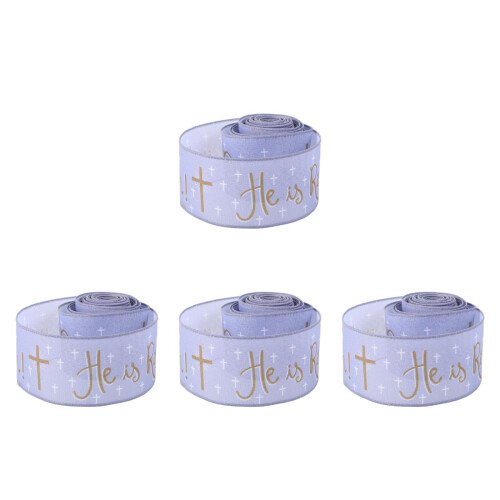 4Rolls Cloth Wire Ribbon with Delicate Patterns for Easter Crafts 1