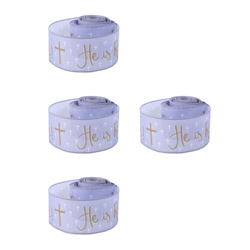 4Rolls Cloth Wire Ribbon with Delicate Patterns for Easter Crafts 2