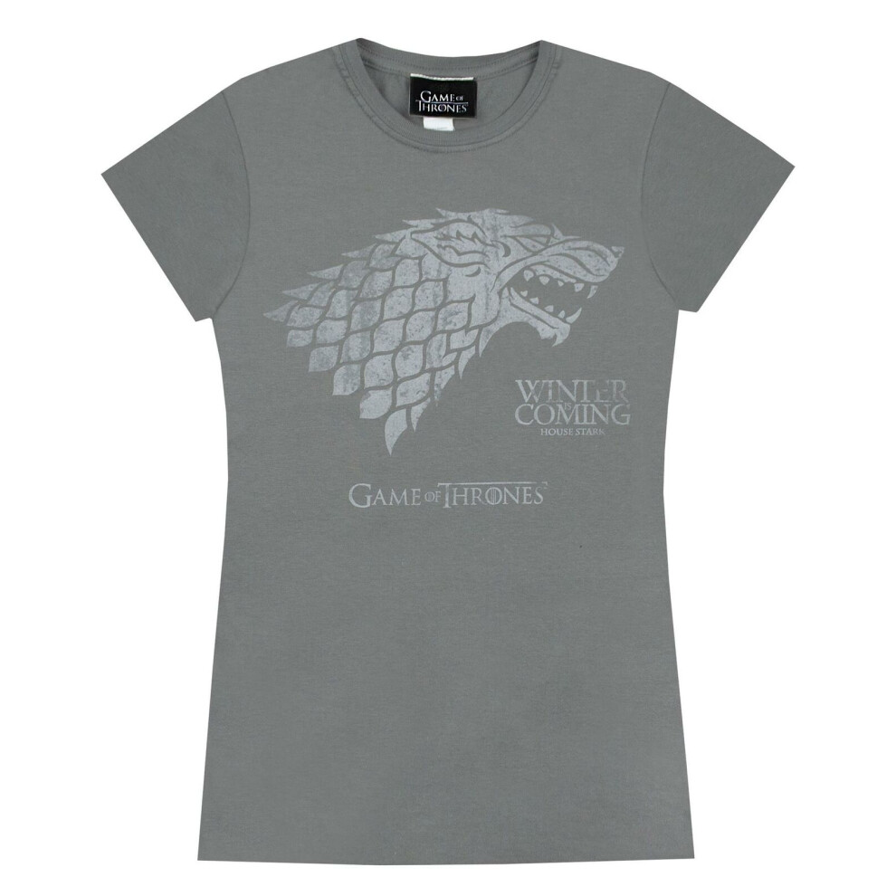 Game Of Thrones (Large) Short Sleeved T-Shirt (Womens ) Grey