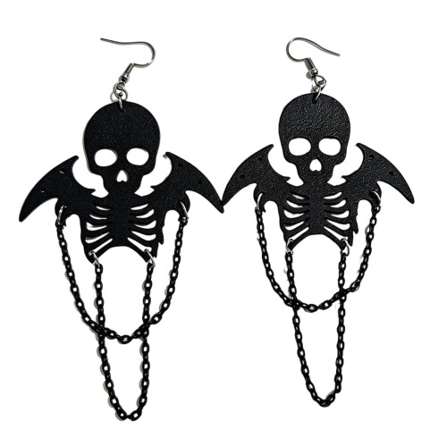 Boucles d'oreilles gothiques chauve-souris et crâne,-Section 1