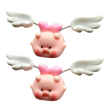 Miniature Flying Pig Sculpture With Wobbling Function-White