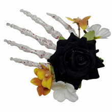 Spookachtige gotische haaraccessoire Skull Rose Design-Zwart