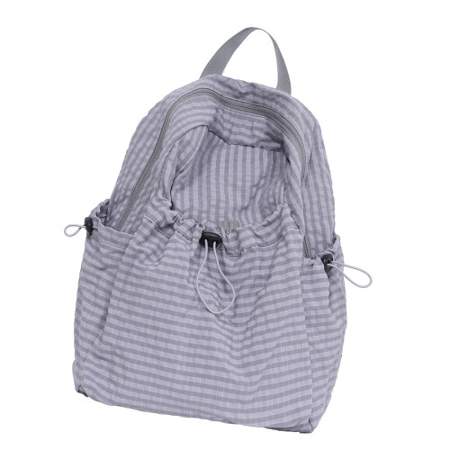 Light Weight Laptop Backpack Checkered Nylon Daypack For-Gray