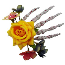 Halloween Rose Skull Hand Bone Hair Clip Gothic Accessoire-Geel