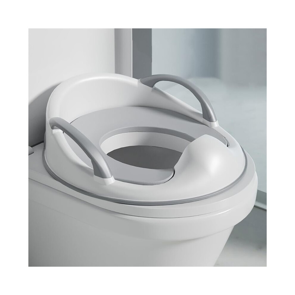 Toddler Potty Training Toilet  with Handles, Non-Slip Rubber Rim, Urine Guard, Fits Round & Oval Toilets