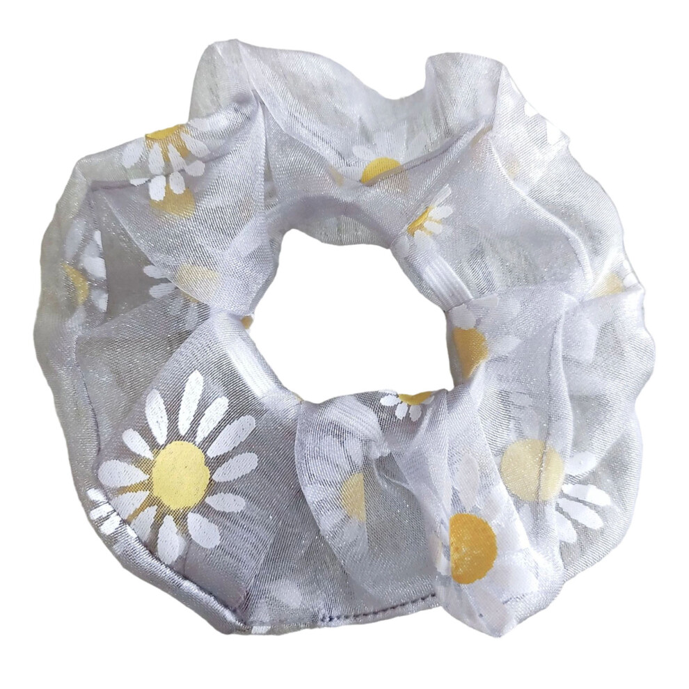 Grey Daisy Soft Gauze Scrunchies