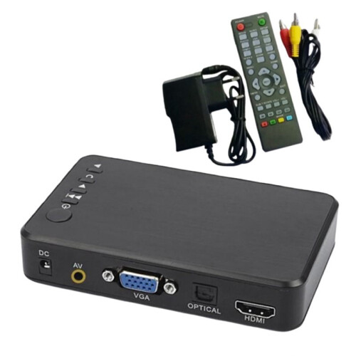 4K Media Player Auto Loop Playback -Compatible VGA AV Output U Disk Hard Disk Video Advertising Player Box-EU Plug
