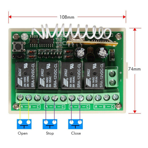 12V 4CH Channel 433Mhz Wireless Remote Control  Integrated Circuit with 4 Transmitter DIY Replace Parts Tool Kits