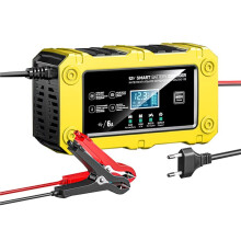 Autobatterieladegerät 12V 6A Touchscreen Impulsreparatur LCD Schnellladung Nass-Trocken-Blei-Säure Digital-LCD-Anzeige EU